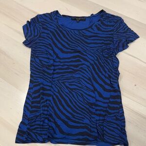 New York & Company Black and Blue Zebra Print Tee